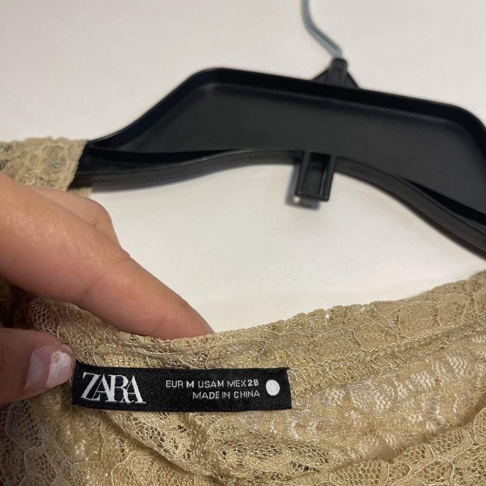 ZARA Women Medium Lace Sheer Blouse Medium Preppy Vacation Concert Festival - Picture 6 of 7